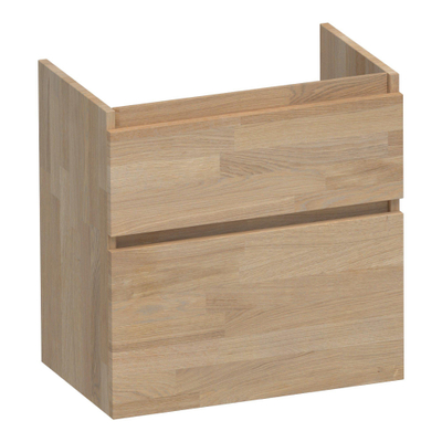 BRAUER Delight wastafelonderkast ondiep - 60x39x60cm - 2 softclose lades - greeploos - 1 sifon uitsparing - massief eiken - vingerlas eiken grijs
