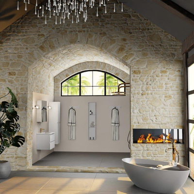 Mondiaz AIVY Ensemble de meuble - 60x45x50cm - 1 trou de robinet - 1 vasque Talc céramique - Centre - 2 tiroirs - avec miroir - MDF Talc