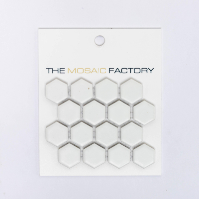ÉCHANTILLON The Mosaic Factory Barcelona carreau mosaïque 2,3x2,6x0,5cm pour mur et sol pour intérieur et extérieur Hexagone Céramique Blanc
