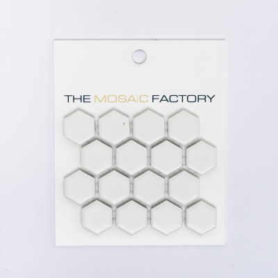 SAMPLE The Mosaic Factory Barcelona Carrelage mosaïque - 2.3x2.6x0.5cm - pour mur et sol pour intérieur et extérieur hexagonal - céramique - blanc