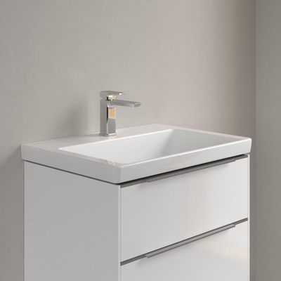 Villeroy & Boch Subway 3.0 lavabo-vasque à poser sur meuble - 65x47x16.5cm - Rectangulaire 1 trou de robinet sans trou de trop-plein Blanc Alpin brillant Céramique