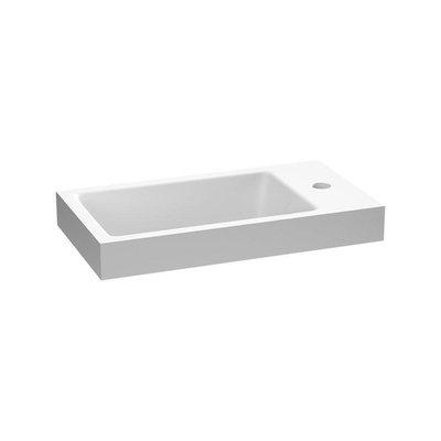 Saniclass Foggia Lave-main WC 40x22cm 1 trou de robinet avec trop plein marbre minéral Blanc mat