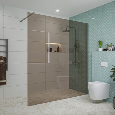 FugaFlow Eccelente Vetro inloopdouche - 180x200cm - rookglas - wandarm - chroom