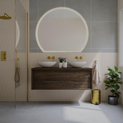 Saniclass Holz Framse Meuble de salle de bains - 120x45x40cm - 1 tiroir - plan de toilette - Chêne charcoal