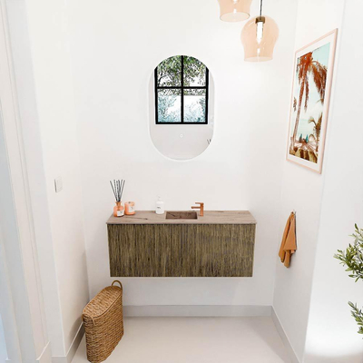 Mondiaz JOYA-DLUX 100cm toiletmeubel - kleur Dusk - Wastafel FAYE positie Midden 1 kraangat kleur Arena.