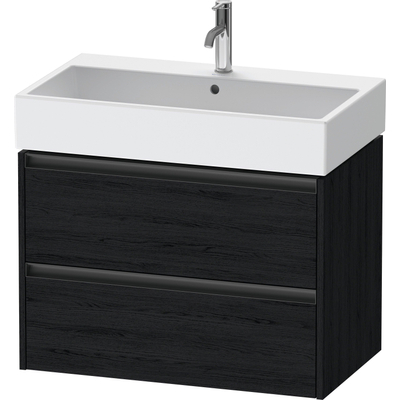 Duravit Ketho 2 meuble sous-lavabo avec 2 tiroirs 78.4x46x54.9cm avec poignées chêne anthracite noir mat