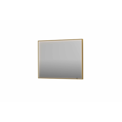 INK SP19 miroir - 100x4x80cm rectangulaire en cadre acier incl dir LED - chauffage - changement de couleur - dimmable et interrupteur - brossé or mat