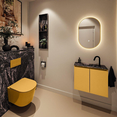 MONDIAZ TURE-DLUX meuble WC 60 cm Ocher. Lavabo EDEN Lava position centrale. Avec 1 trou de robinet.