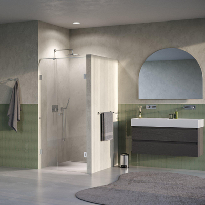 BRAUER Void Carving Porte de niche - 2 pièces - 100x200cm - porte battante murale 60cm - revêtement verre - réversible - verre clair - Acier inoxydable brossé PVD