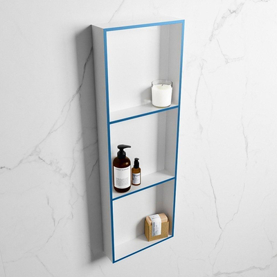 Mondiaz Easy nis 29.5x89.5x8cm voor Inbouw/opbouw 3 open vakken Solid surface Talc/Jeans