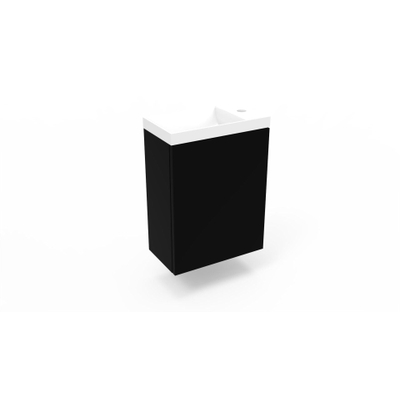 Arcqua Luna Fonteinset 54.3x39.7x21.8cm zwart mat met marble fontein zonder overloop wit glans