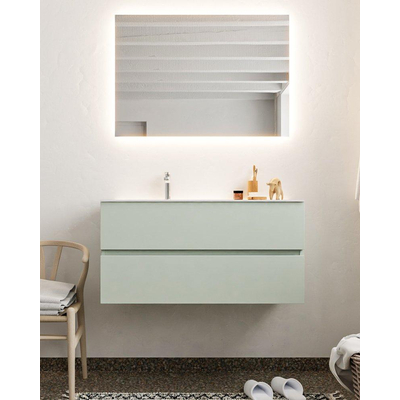 Mondiaz VICA ensemble de meuble de salle de bain - 100cm - meuble sous-vasque gris - 2 tiroirs - lavabo cloud gauche - 1 trou de robinet - miroir LED - version XL 60cm de haut