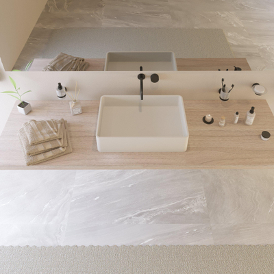 Ideavit Solidtop opbouw wastafel 60x40x15cm rechthoek 0 kraangaten 1 wasbak Solid surface wit