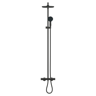Grohe Vitalio Start Douchesysteem - badkraan thermostatisch - met aquadimmer - hoofddouche diameter 25cm - handdouche diameter 11cm - matte black (mat zwart)