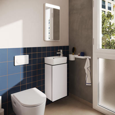 Hansgrohe Xilesa E badmeubel 340/240 voor fontein, scharnier rechts mat wit
