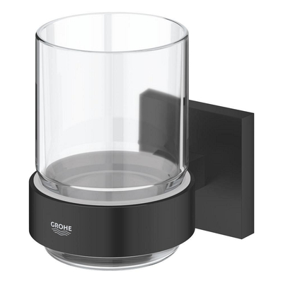 Grohe Start Cube Bekerhouder - 9.5x10.6x7.2cm - met glas - matte black (mat zwart)