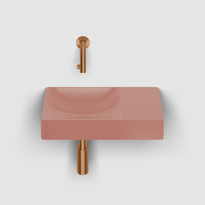 Clou Vale lave-mains 38 cm sans trou de robinet à droite rose mat céramique