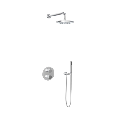 Hotbath Cobber IBS20A Ensemble de douche de tête encastré - bras mural 35cm - douche de tête ronde 20cm - douchette à main barre - chrome
