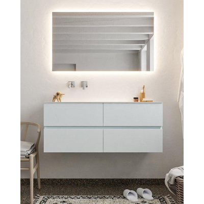 Mondiaz VICA ensemble de meuble de salle de bain - 120cm - meuble sous-vasque argile - 4 tiroirs - lavabo lune gauche - sans trou de robinet - miroir LED - version XL 60cm haut