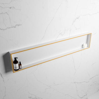 Mondiaz Easy nis 29.5x149.5x8cm voor Inbouw/opbouw 1 open vak Solid surface Talc/Ocher