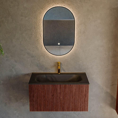 Mondiaz KURVE Ensemble de meuble salle de bain - 80x46x40cm - 1 tiroir - lavabo en solid surface - milieu - 1 trou de robinet - Ruby