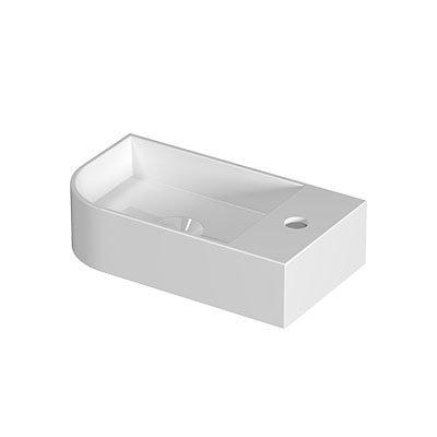 INK Trevi Lavabo de toilette - 40x22x10cm - 1 trou de robinet - arrondi à gauche - porcelaine - blanc brillant