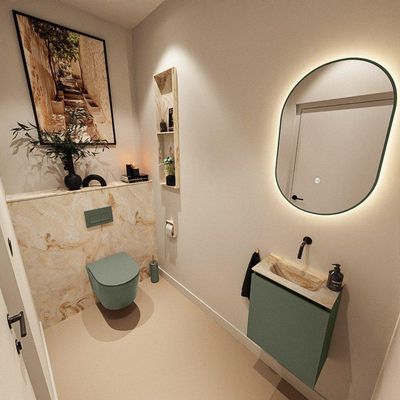 MONDIAZ TURE-DLUX Meuble de toilettes 40 cm Army. EDEN lavabo Frappe position milieu. Sans trou de robinet.