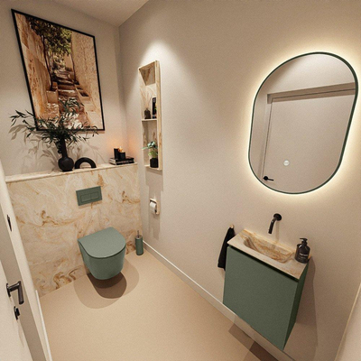 MONDIAZ TURE-DLUX Meuble toilette - 40cm - Army - EDEN - vasque Frappe - position centrale - sans trou de robinet
