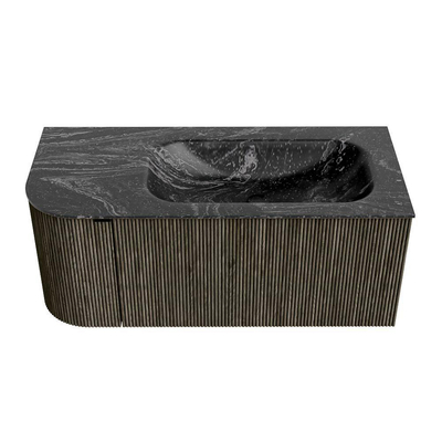 Mondiaz KURVE-DLUX Badkamermeubelset - 105x46x40cm - 1 lade - 1 deur - wastafel solid surface - rechts - 1 kraangat - Shadow