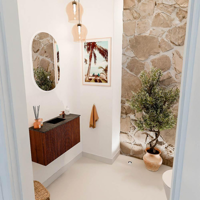 Mondiaz JOYA-DLUX 70cm toiletmeubel - kleur Ruby - Wastafel FAYE positie Midden 1 kraangat kleur Lava.