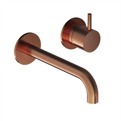 Hotbath Cobber wastafelkraan - inbouw - voorsprong 18cm - eengreeps - PVD - geborsteld koper