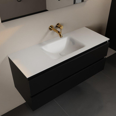 Mondiaz Aivy badmeubelset - 120x45x50cm - 0 kraangaten - 1 wasbak talc Solid surface - Midden - 2 lades - Met spiegel - MDF Urban