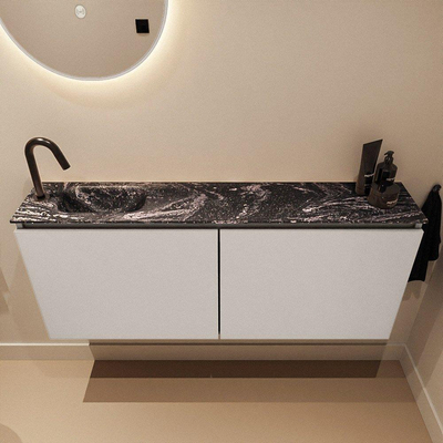 MONDIAZ TURE-DLUX meuble de toilettes 120 cm Linen. EDEN lavabo Lava position gauche. Avec 1 trou de robinet.