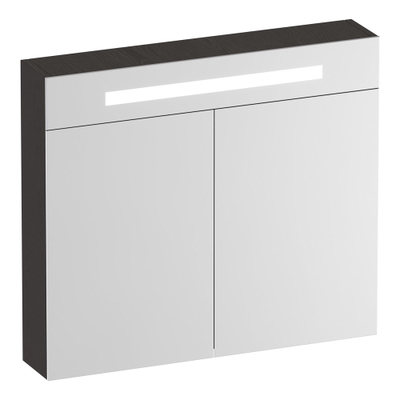 BRAUER Promise Deluxe armoire de toilette - 80x70x15cm - avec éclairage - 2 portes miroir double face - Anthracite Bois