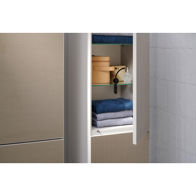 Hansgrohe Xevolos E Armoire haute - 176x40x37cm - 2 portes - façade patterned bronze - push to open - charnière gauche - sand matt beige