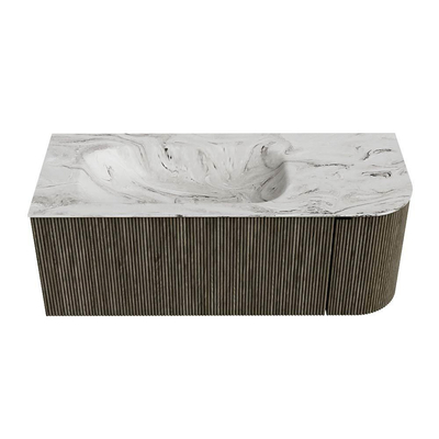 Mondiaz KURVE-DLUX Badkamermeubelset - 115x46x40cm - 1 lade - 1 deur - wastafel solid surface - links - 1 kraangat - Shadow