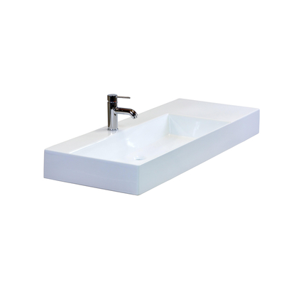 HR badmeubelen Elegance Lavabo - 122x46x12.5cm - 1 trou de robinet - vasque à gauche - céramique blanc