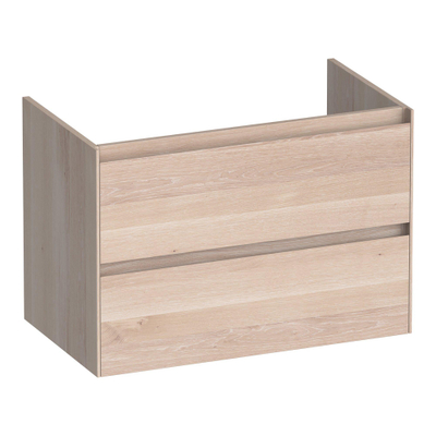 BRAUER Inspire meuble sous-lavabo 80 2 tiroirs à fermeture douce - sans poignées - 1 découpe pour siphon - chêne massif - lattes chêne blanc