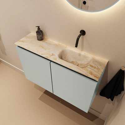 MONDIAZ TURE-DLUX 80cm toiletmeubel Greey. EDEN wastafel Frappe positie rechts. Zonder kraangat.