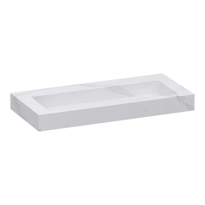 BRAUER Coral wastafel - 100x46x10cm - 1 wasbak - 0 kraangaten - composiet - marmerlook - Calacatta Gold