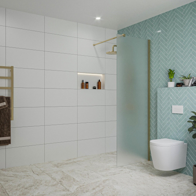 FugaFlow Eccelente Vetro Douche à l'italienne - 70x200cm - verre satiné - Laiton brossé