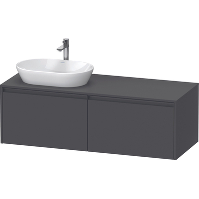 Duravit Ketho 2 meuble sous-lavabo avec plan console avec 2 tiroirs pour vasque à poser à gauche 140x55x45.9cm avec poignées graphite anthracite mat