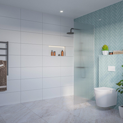Fortifura Galeria Inloopdouche - ribbel - glas - 70x200cm - 8mm - nano - blind - inbouw profiel - helder geribbeld