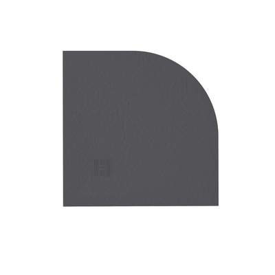 FugaFlow Eccelente Bac à douche Anto - 100x100cm - antidérapant - antibactérien - marbre minéral - quart de rond - noir mat