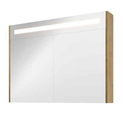 Proline Spiegelkast Premium met geintegreerde LED verlichting, 2 deuren 100x14x74cm Ideal oak