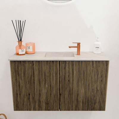 Mondiaz JOYA-DLUX 70cm toiletmeubel - kleur Dusk - Wastafel FAYE positie Midden 1 kraangat kleur Ostra.