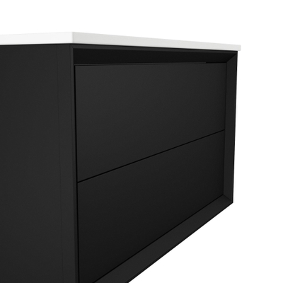 Saniclass Prime Core Wastafelonderkast - 80x55x45cm - 2 lades - push to open - MDF - mat zwart SHOWROOMMODEL
