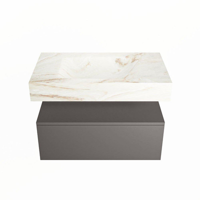 MONDIAZ ALAN - DLUX Badkamermeubelset - 80cm - onderkast - Dark grey - 1 lade - vrijhangende wastafel - wasbak midden - 1 kraangat - Frappe