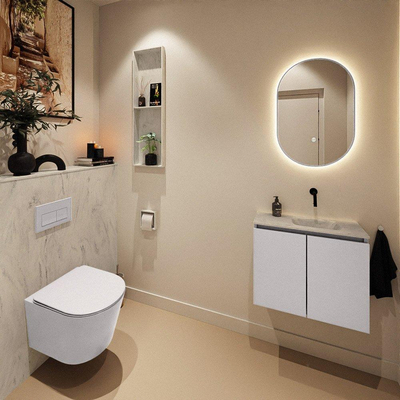 MONDIAZ TURE-DLUX meuble WC 60cm Cale. EDEN lavabo Opalo position droite. Sans trou de robinet.