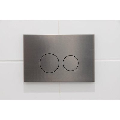 QeramiQ Dely Pack WC - 36,3x51,7cm - à fond creux - sans bride - réservoir encastré Geberit UP320 - abattant WC à fermeture douce - plaque de déclenchement gunmetal - boutons ronds - beige mat